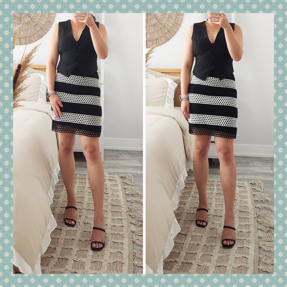 NWOT Michael Michael Kors Black and White Textured Miniskirt